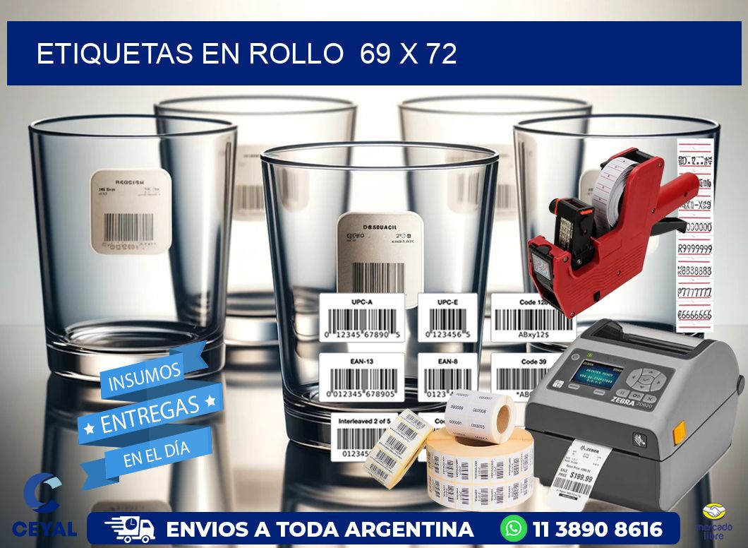 ETIQUETAS EN ROLLO 69 x 72
