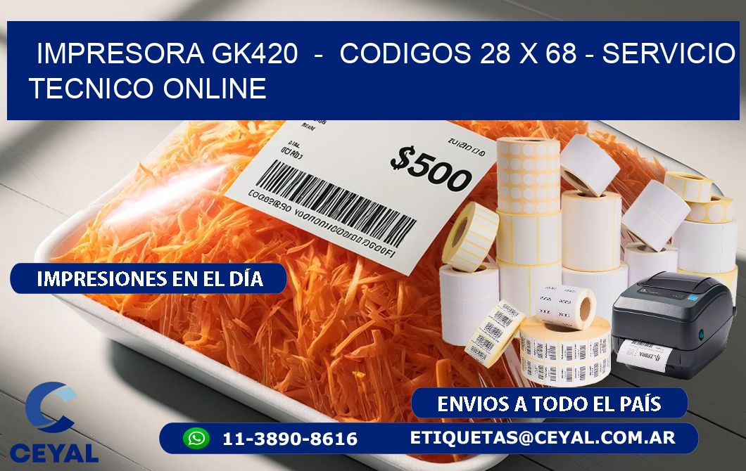 IMPRESORA GK420 - CODIGOS 28 x 68 - SERVICIO TECNICO ONLINE