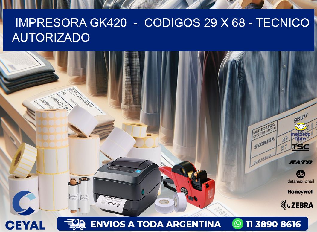 IMPRESORA GK420  -  CODIGOS 29 x 68 - TECNICO AUTORIZADO