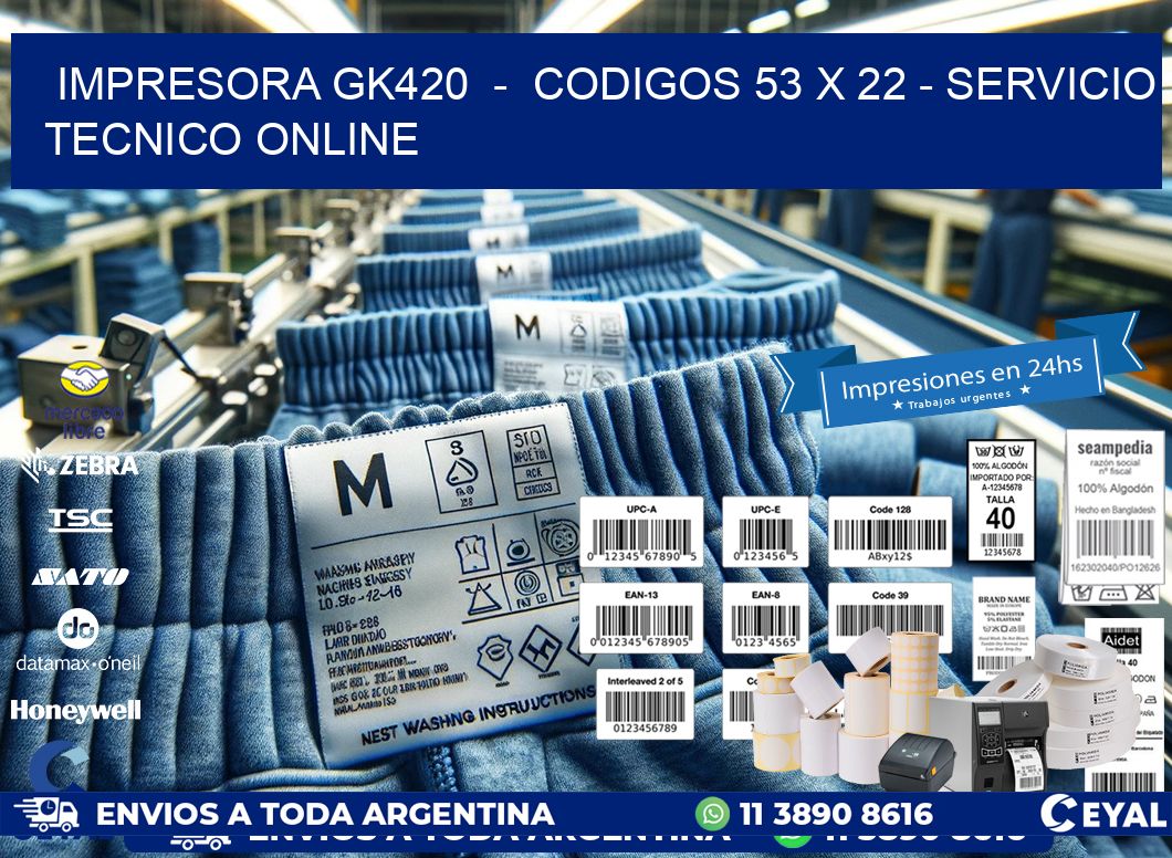 IMPRESORA GK420  -  CODIGOS 53 x 22 - SERVICIO TECNICO ONLINE