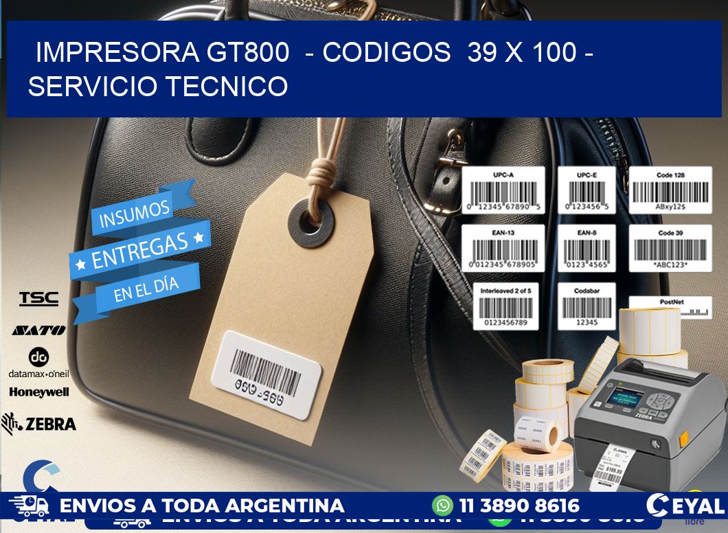 IMPRESORA GT800  - CODIGOS  39 x 100 - SERVICIO TECNICO