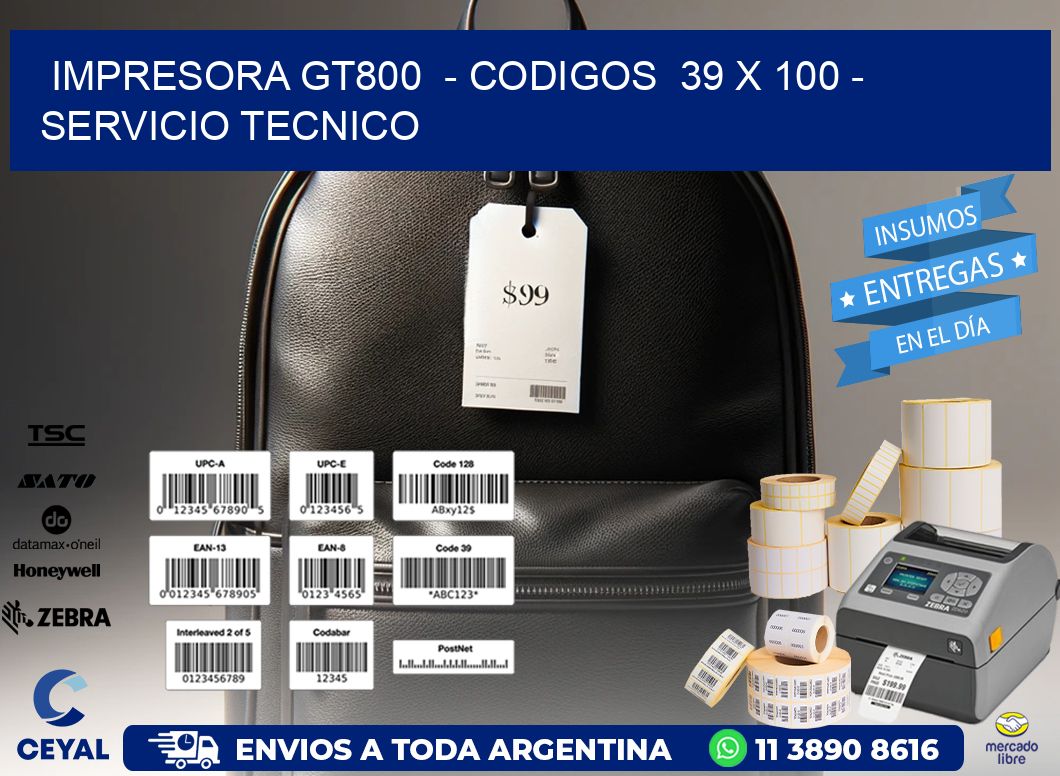 IMPRESORA GT800  - CODIGOS  39 x 100 - SERVICIO TECNICO