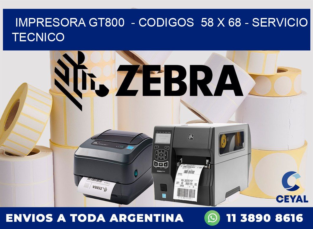 IMPRESORA GT800  - CODIGOS  58 x 68 - SERVICIO TECNICO