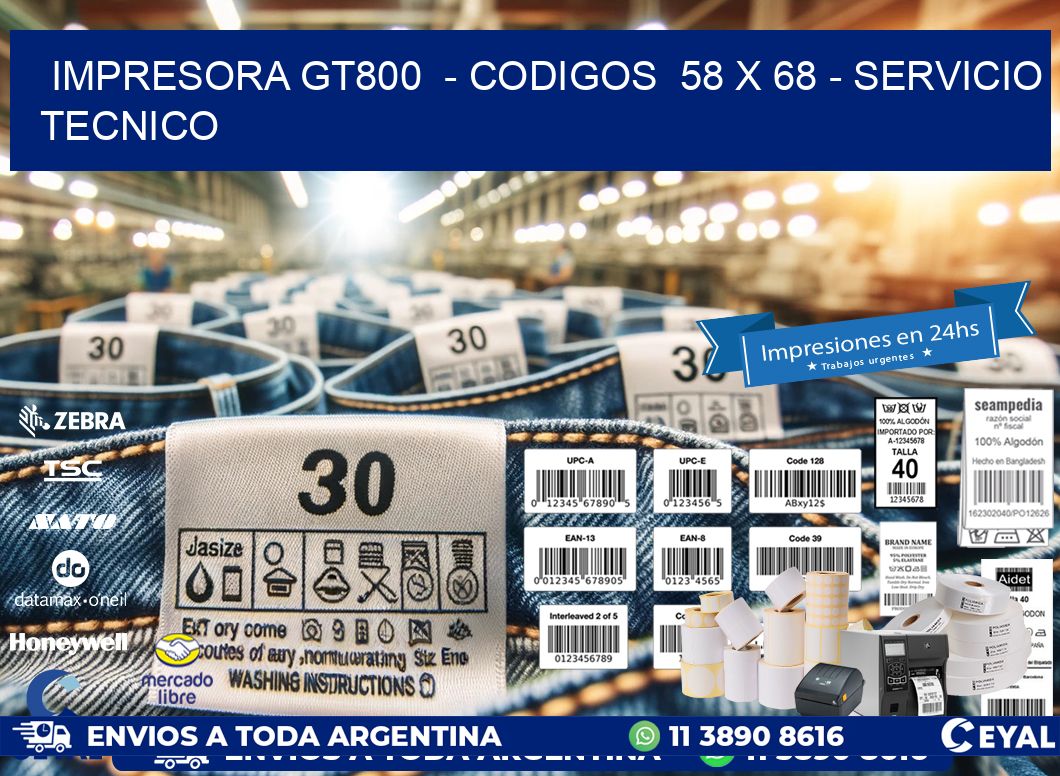 IMPRESORA GT800  – CODIGOS  58 x 68 – SERVICIO TECNICO