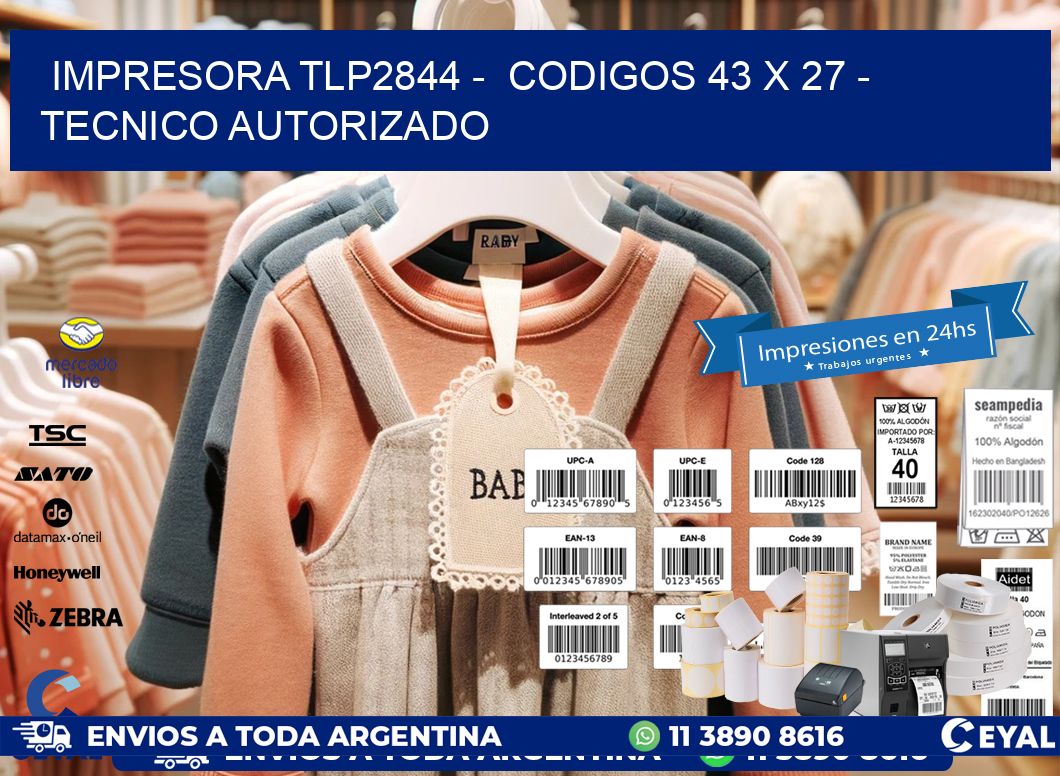 IMPRESORA TLP2844 -  CODIGOS 43 x 27 - TECNICO AUTORIZADO