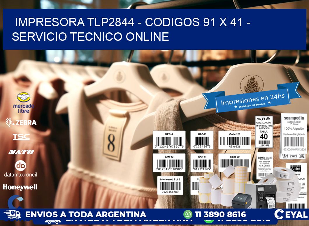 IMPRESORA TLP2844 - CODIGOS 91 x 41 - SERVICIO TECNICO ONLINE
