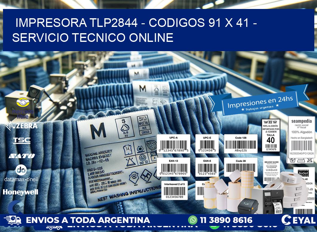 IMPRESORA TLP2844 - CODIGOS 91 x 41 - SERVICIO TECNICO ONLINE