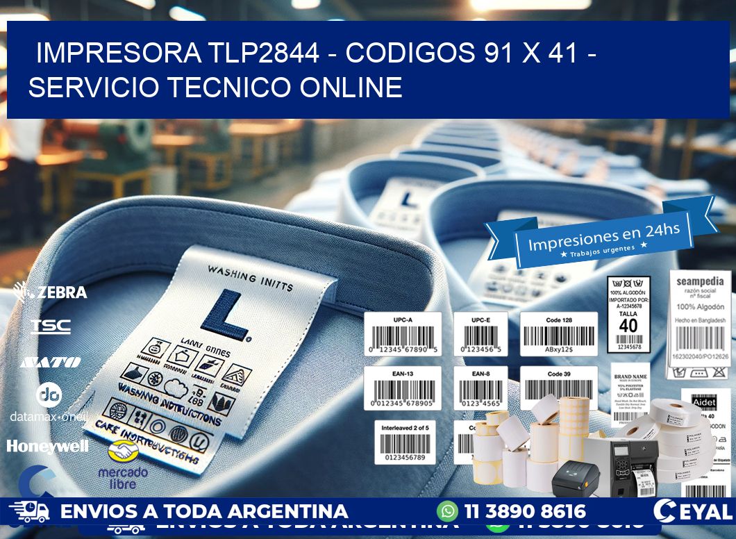 IMPRESORA TLP2844 - CODIGOS 91 x 41 - SERVICIO TECNICO ONLINE