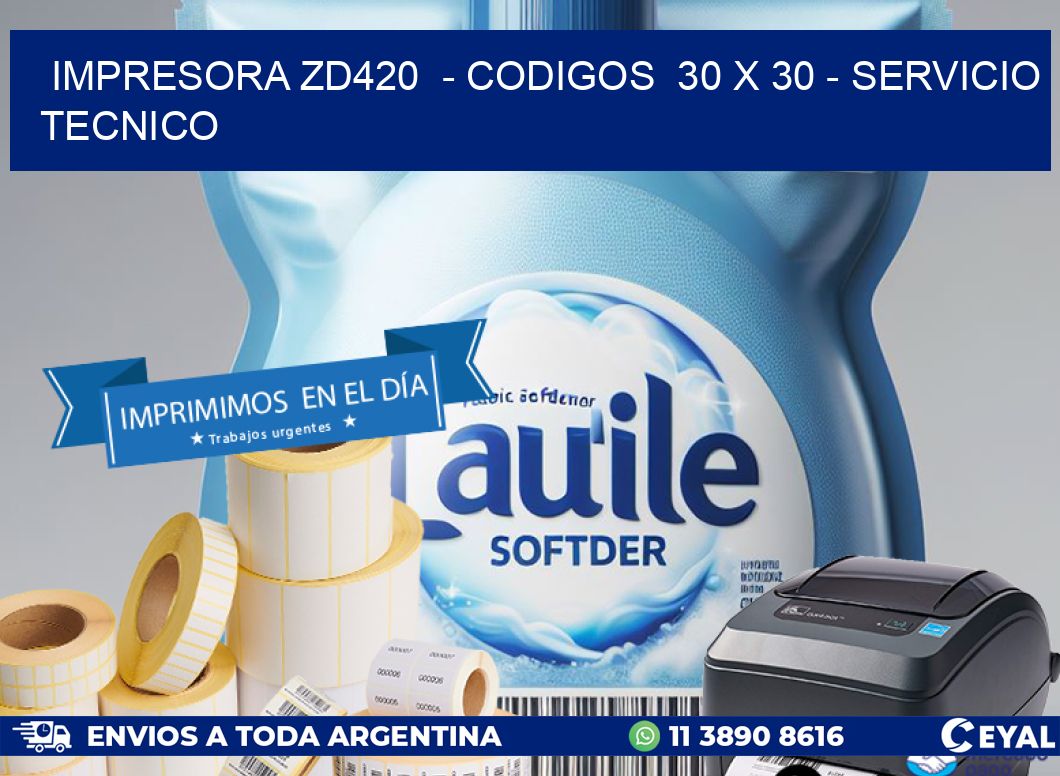 IMPRESORA ZD420  - CODIGOS  30 x 30 - SERVICIO TECNICO