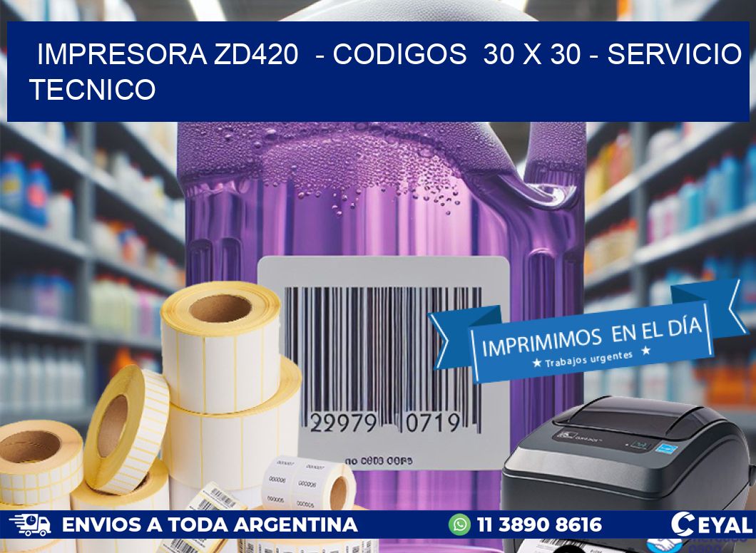 IMPRESORA ZD420  - CODIGOS  30 x 30 - SERVICIO TECNICO