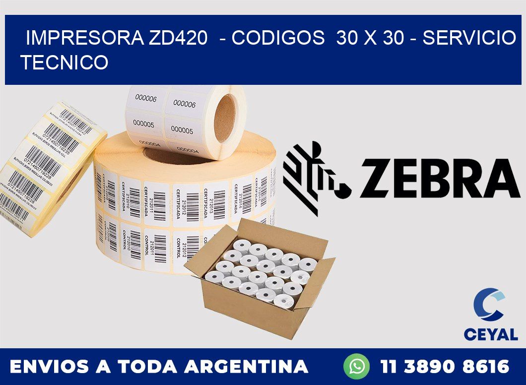 IMPRESORA ZD420  - CODIGOS  30 x 30 - SERVICIO TECNICO