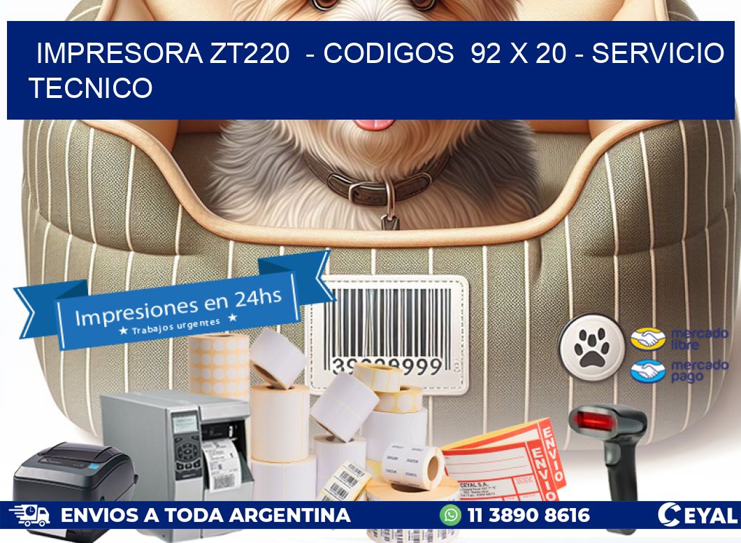 IMPRESORA ZT220 - CODIGOS 92 x 20 - SERVICIO TECNICO
