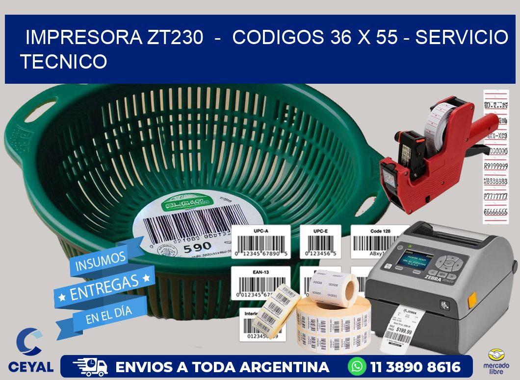 IMPRESORA ZT230  -  CODIGOS 36 x 55 - SERVICIO TECNICO