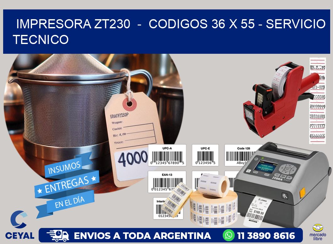 IMPRESORA ZT230  -  CODIGOS 36 x 55 - SERVICIO TECNICO