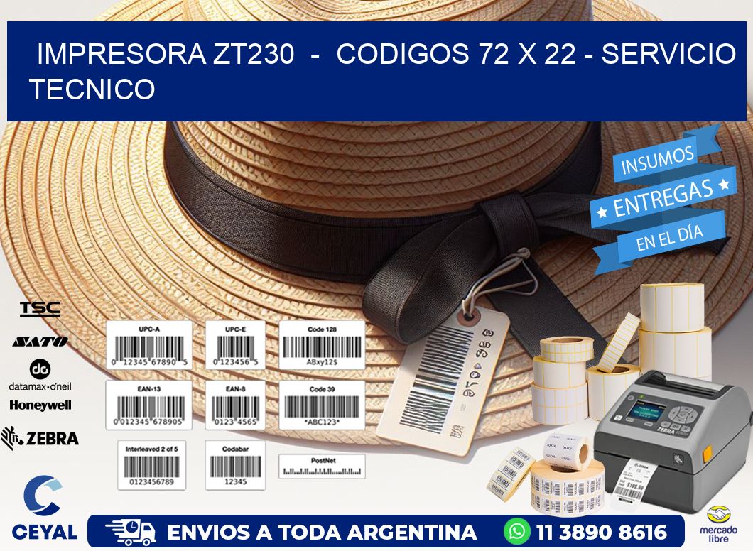IMPRESORA ZT230 - CODIGOS 72 x 22 - SERVICIO TECNICO