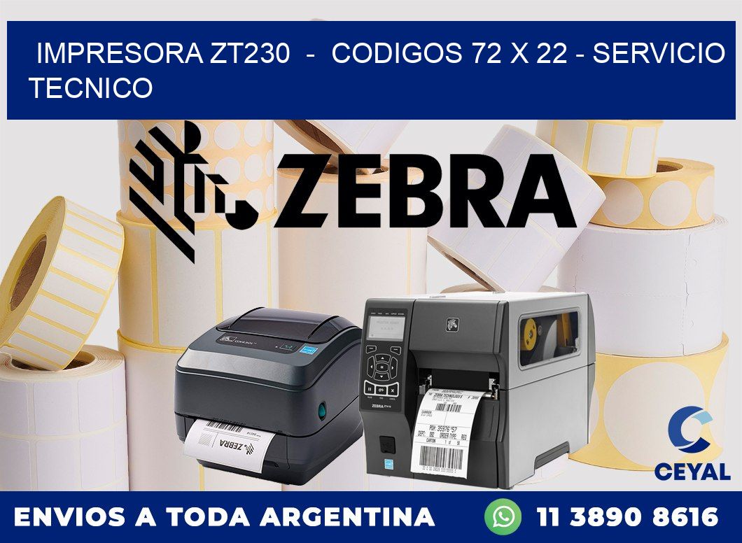 IMPRESORA ZT230 - CODIGOS 72 x 22 - SERVICIO TECNICO