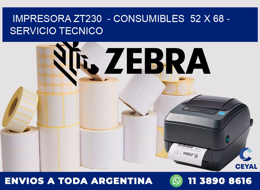 IMPRESORA ZT230 - CONSUMIBLES 52 x 68 - SERVICIO TECNICO