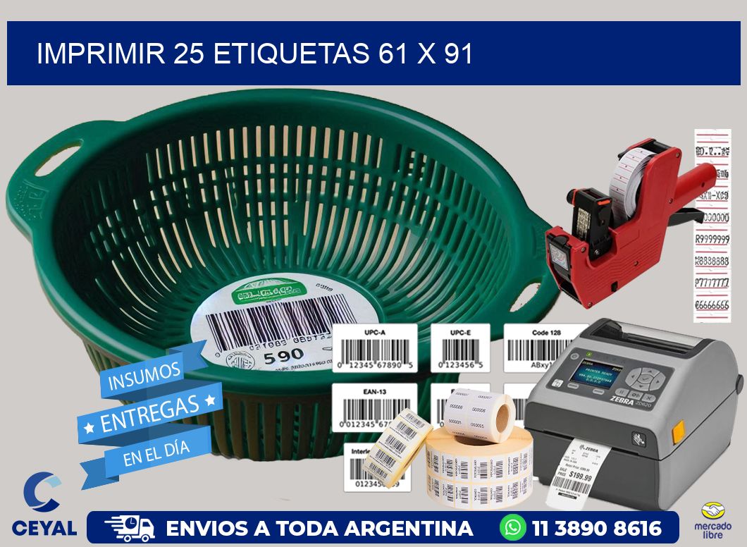 IMPRIMIR 25 ETIQUETAS 61 x 91