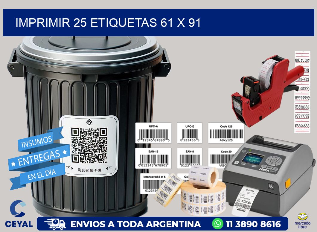 IMPRIMIR 25 ETIQUETAS 61 x 91