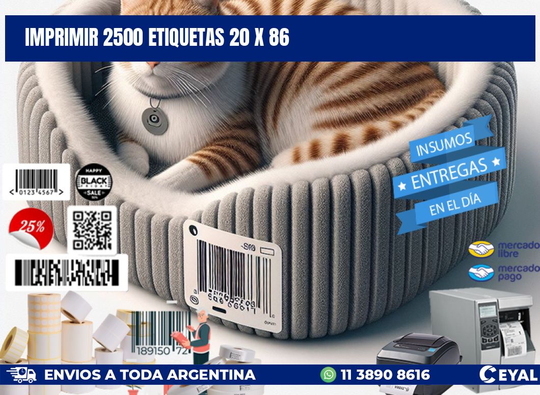 IMPRIMIR 2500 ETIQUETAS 20 x 86