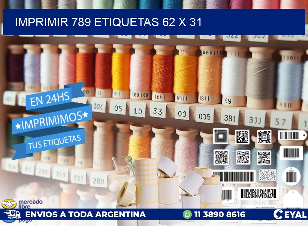 IMPRIMIR 789 ETIQUETAS 62 x 31