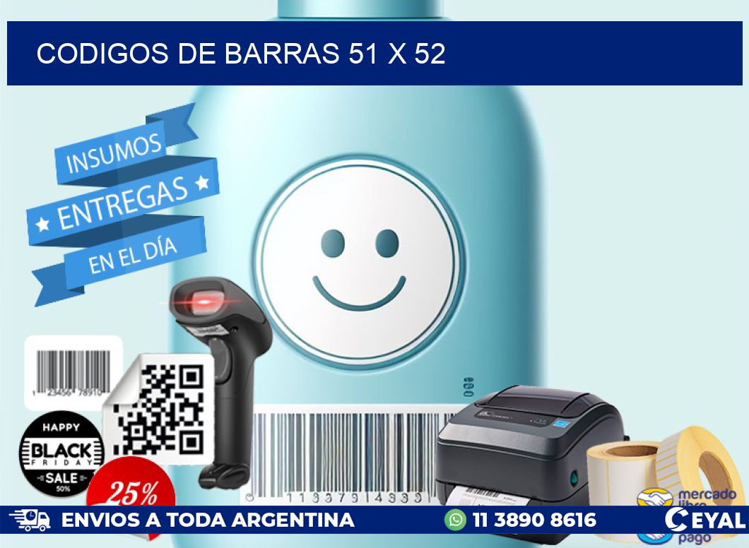 codigos de barras 51 x 52