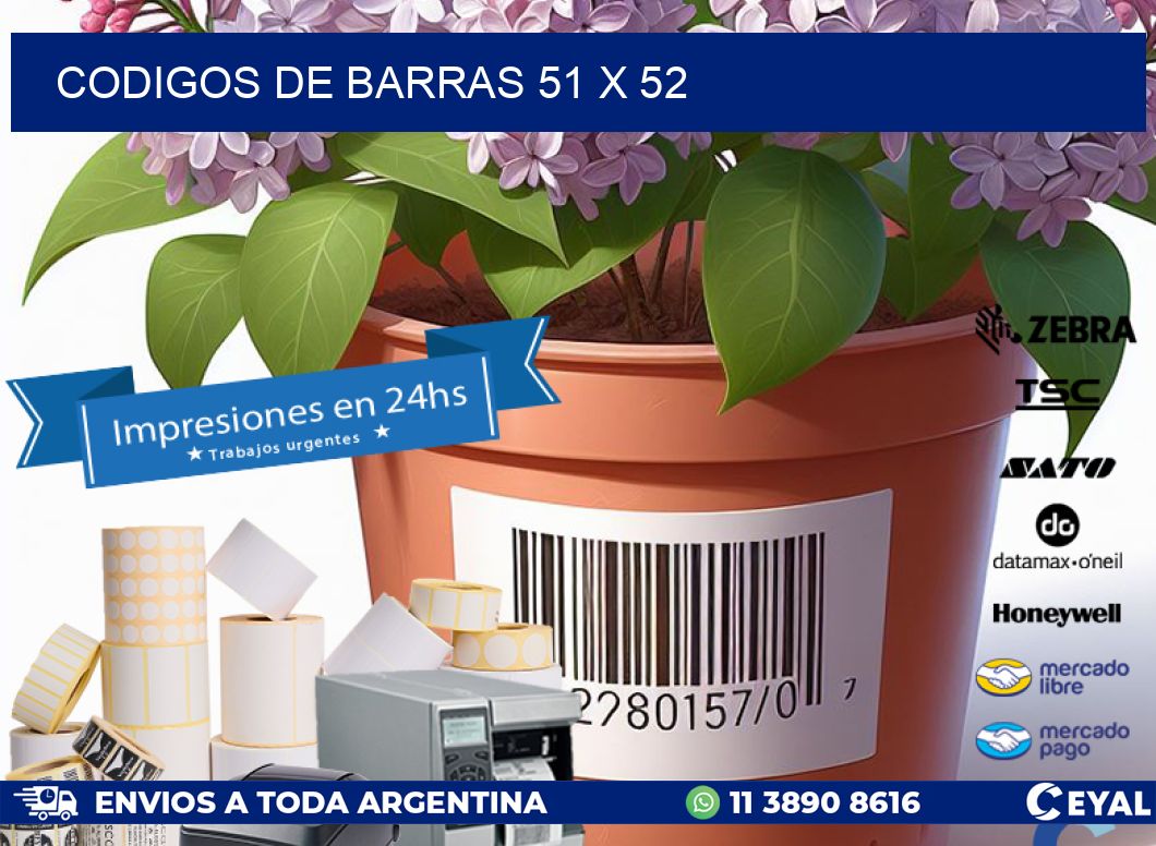 codigos de barras 51 x 52