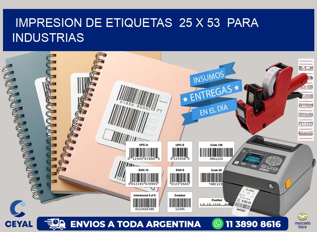 impresion de etiquetas 25 x 53 para industrias