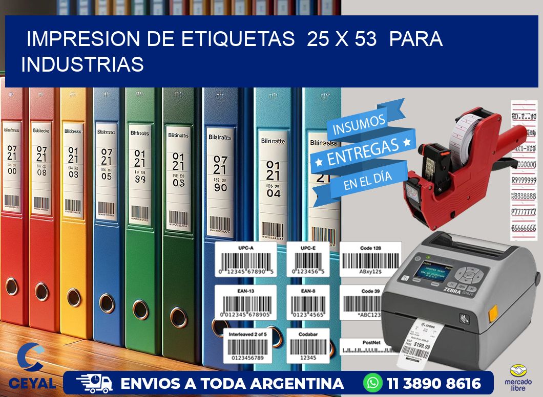 impresion de etiquetas  25 x 53  para industrias