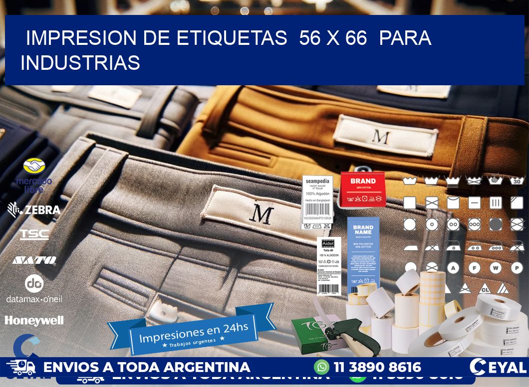 impresion de etiquetas  56 x 66  para industrias