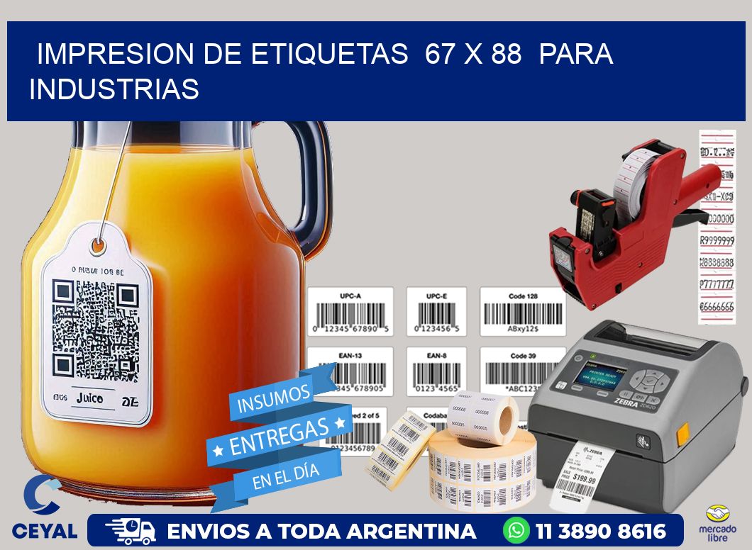 impresion de etiquetas 67 x 88 para industrias