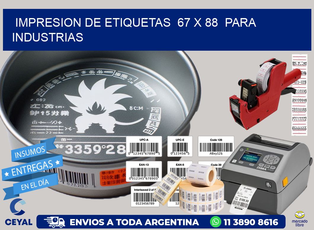 impresion de etiquetas  67 x 88  para industrias