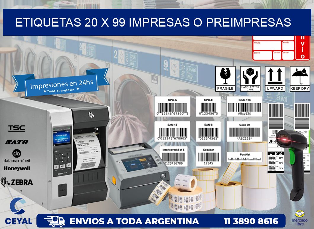 ETIQUETAS 20 x 99 IMPRESAS O PREIMPRESAS