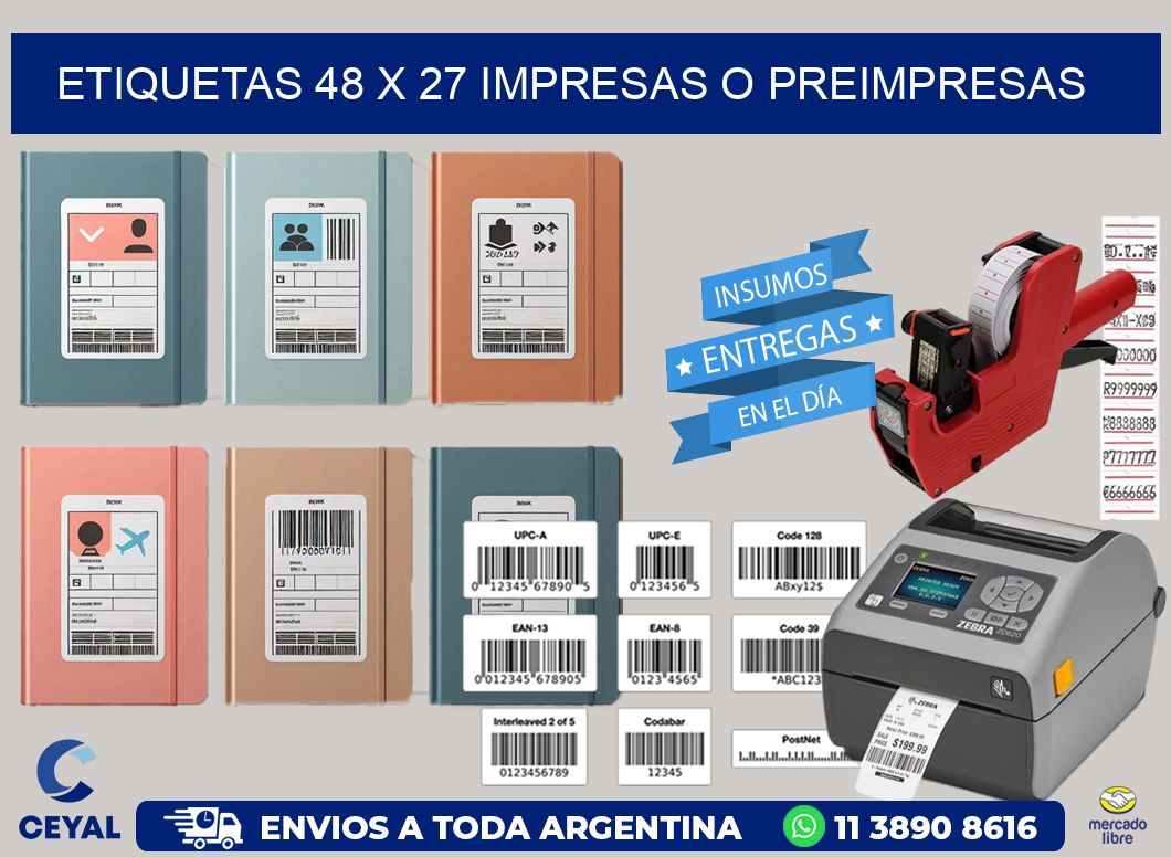 ETIQUETAS 48 x 27 IMPRESAS O PREIMPRESAS