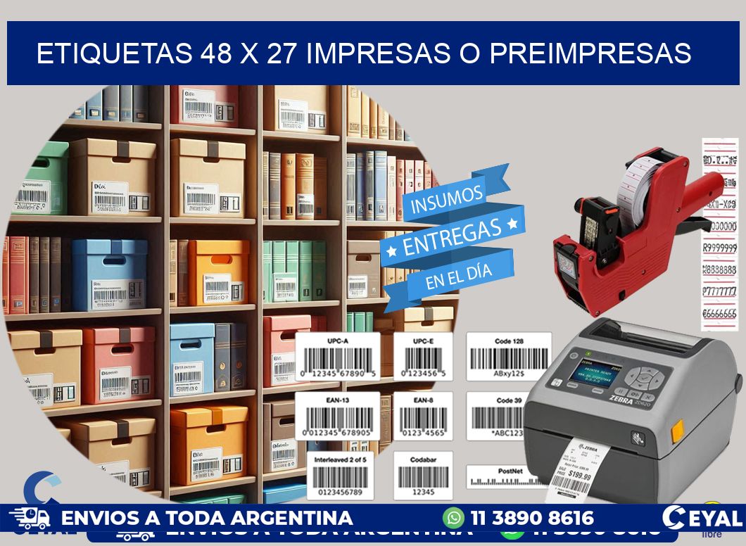 ETIQUETAS 48 x 27 IMPRESAS O PREIMPRESAS