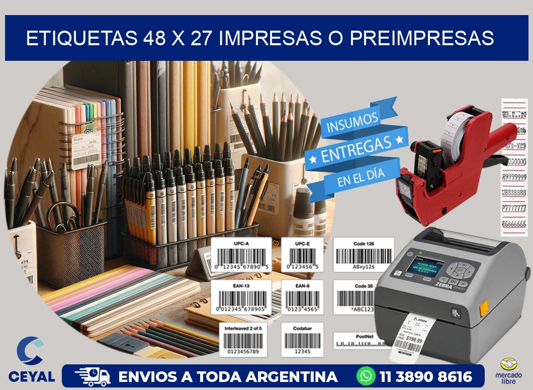 ETIQUETAS 48 x 27 IMPRESAS O PREIMPRESAS