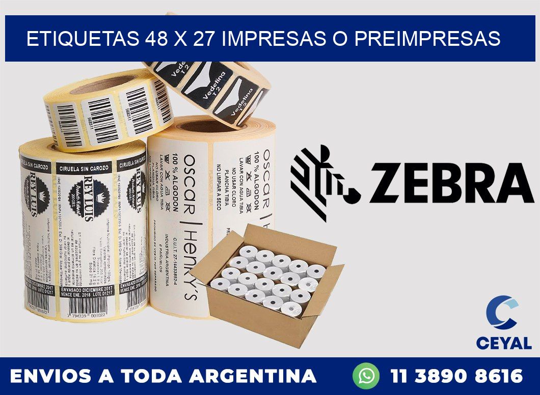 ETIQUETAS 48 x 27 IMPRESAS O PREIMPRESAS