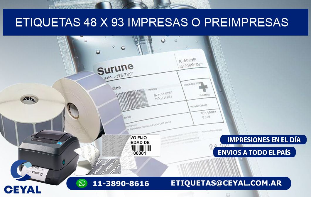 ETIQUETAS 48 x 93 IMPRESAS O PREIMPRESAS