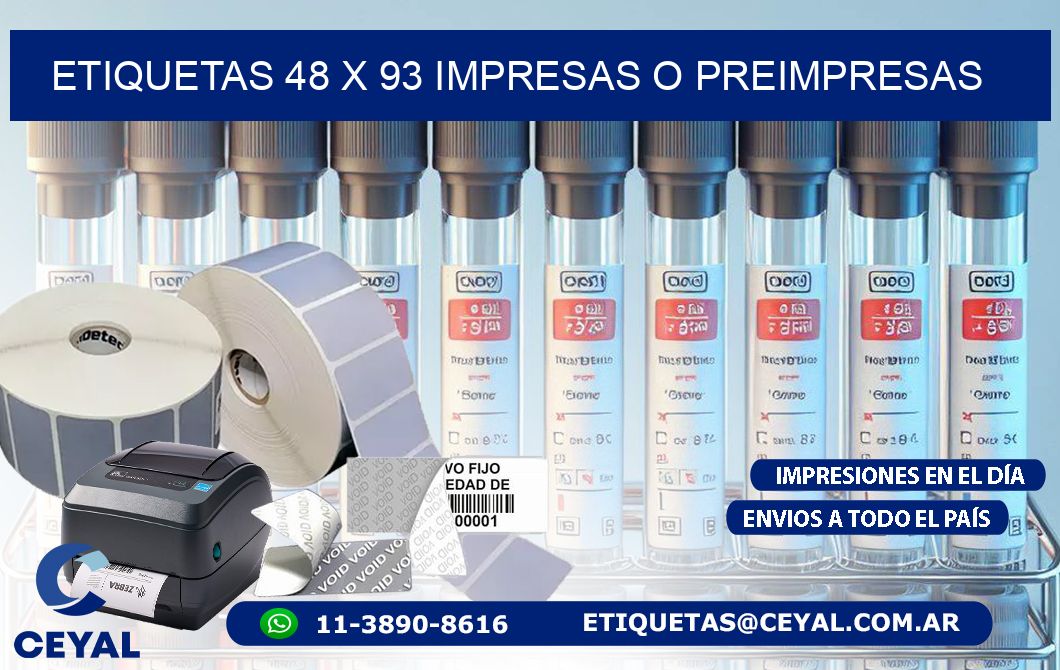 ETIQUETAS 48 x 93 IMPRESAS O PREIMPRESAS