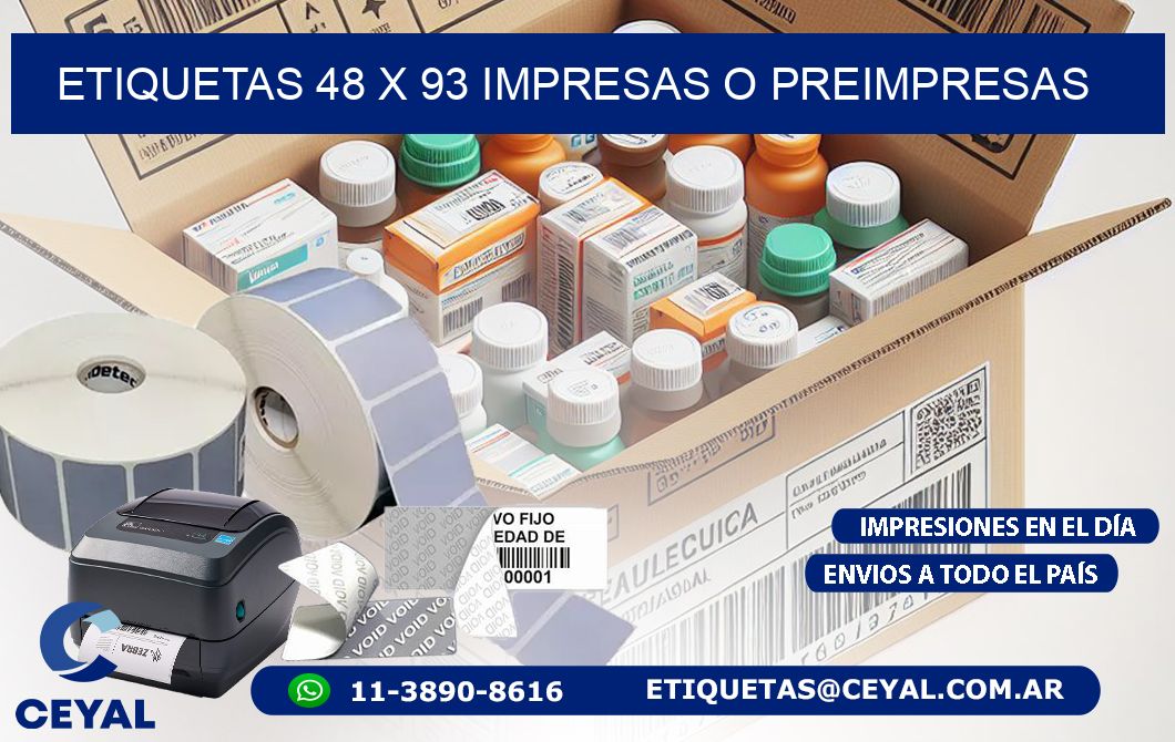ETIQUETAS 48 x 93 IMPRESAS O PREIMPRESAS