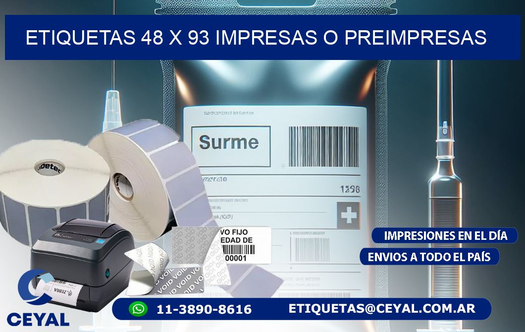 ETIQUETAS 48 x 93 IMPRESAS O PREIMPRESAS
