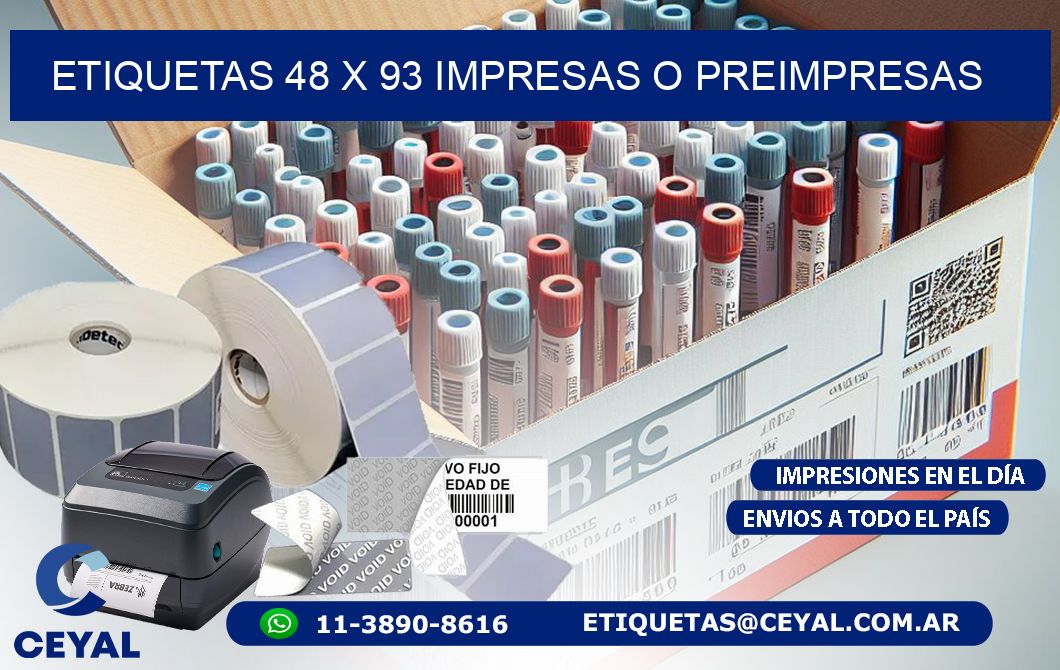 ETIQUETAS 48 x 93 IMPRESAS O PREIMPRESAS