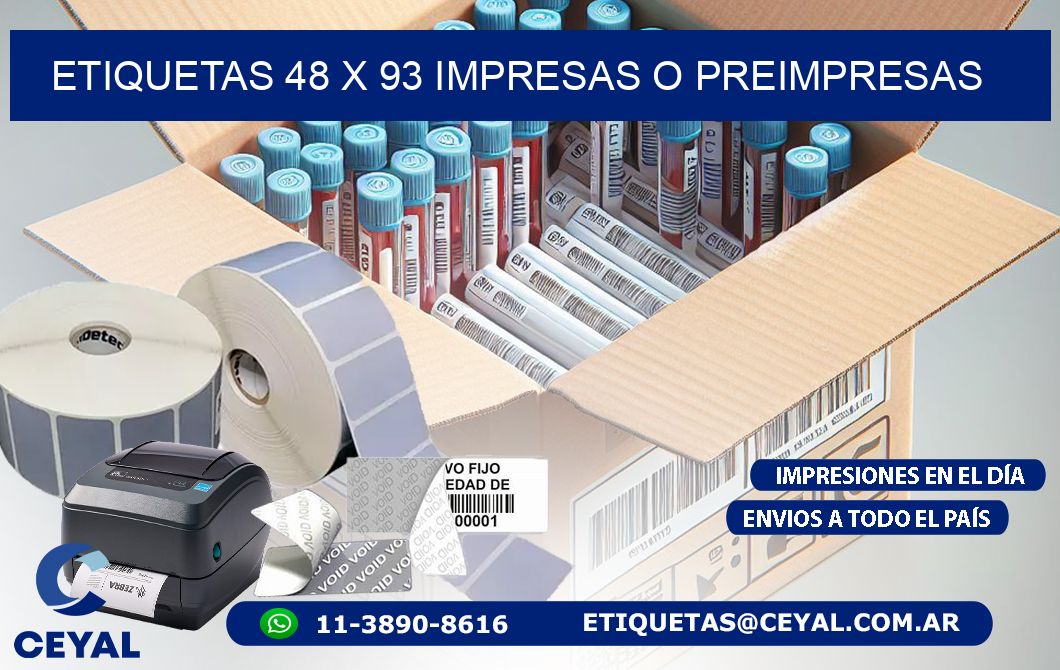 ETIQUETAS 48 x 93 IMPRESAS O PREIMPRESAS