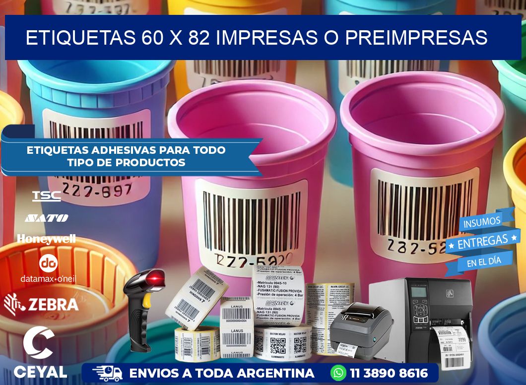 ETIQUETAS 60 x 82 IMPRESAS O PREIMPRESAS