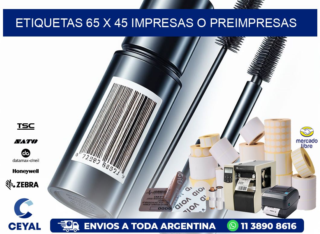ETIQUETAS 65 x 45 IMPRESAS O PREIMPRESAS