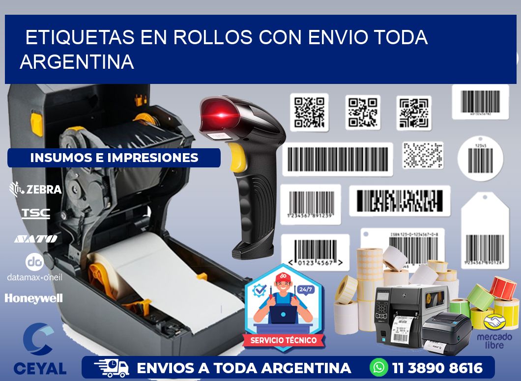 ETIQUETAS EN ROLLOS CON ENVIO Toda Argentina