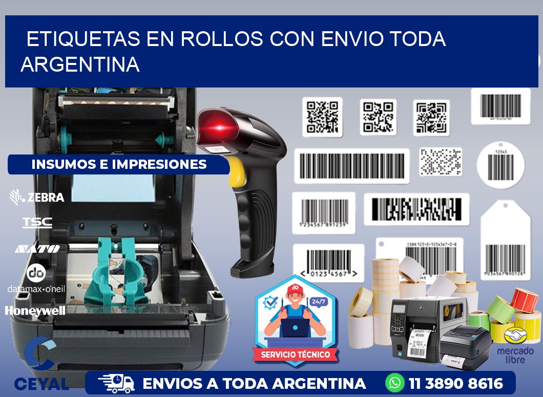 ETIQUETAS EN ROLLOS CON ENVIO Toda Argentina