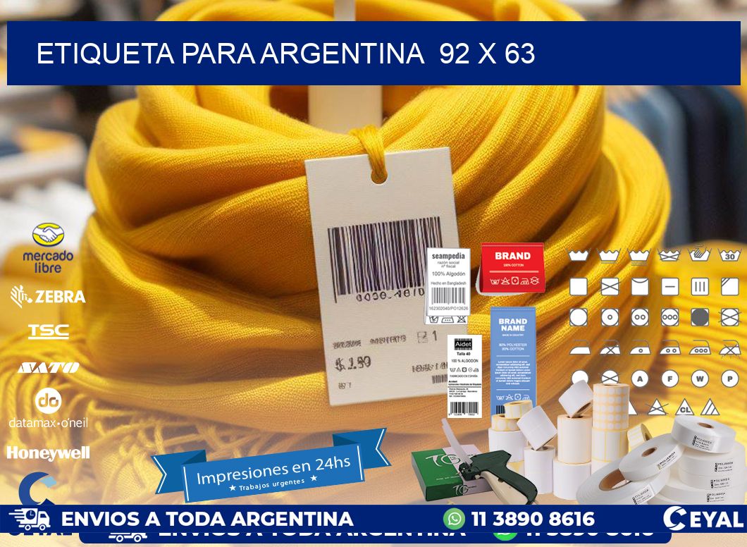 etiqueta para Argentina 92 x 63