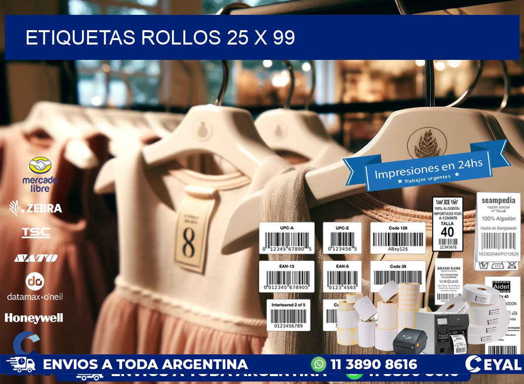 etiquetas rollos 25 x 99