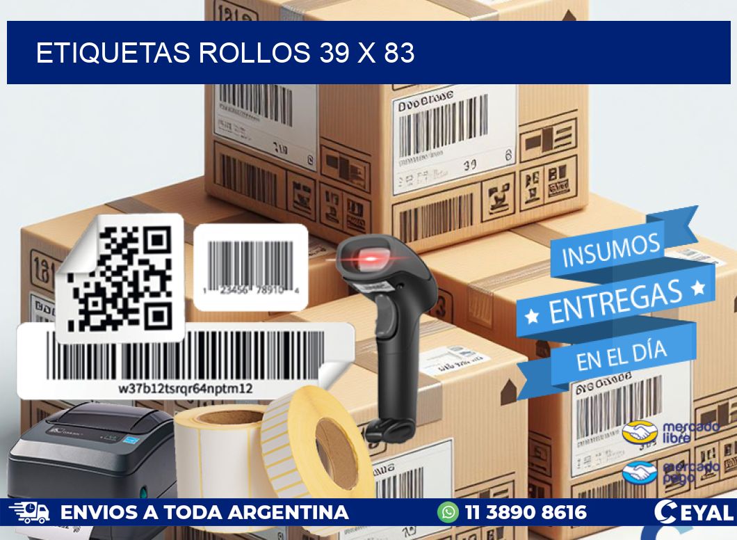 etiquetas rollos 39 x 83